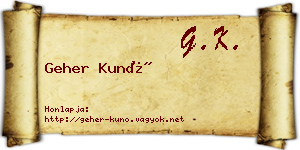 Geher Kunó névjegykártya